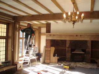 Oak beams stripped and lime washed